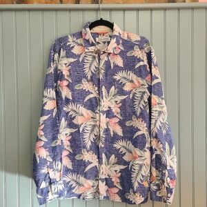 Tommy Bahama Barbados Belize Stretch Tropical Floral Print Shirt Size Med